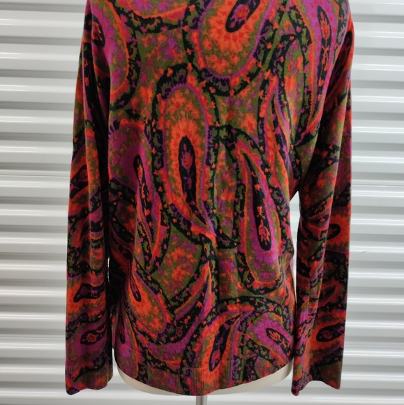 Talbots | Paisley Print Cardigan Sweater V-Neck Button Front - Womens Size Large - Picture 8 of 11